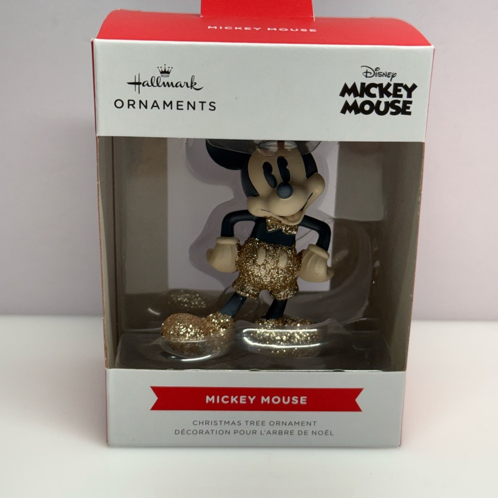 Mickey Mouse Gold Sparkle Hallmark Christmas Tree Ornament - NEW